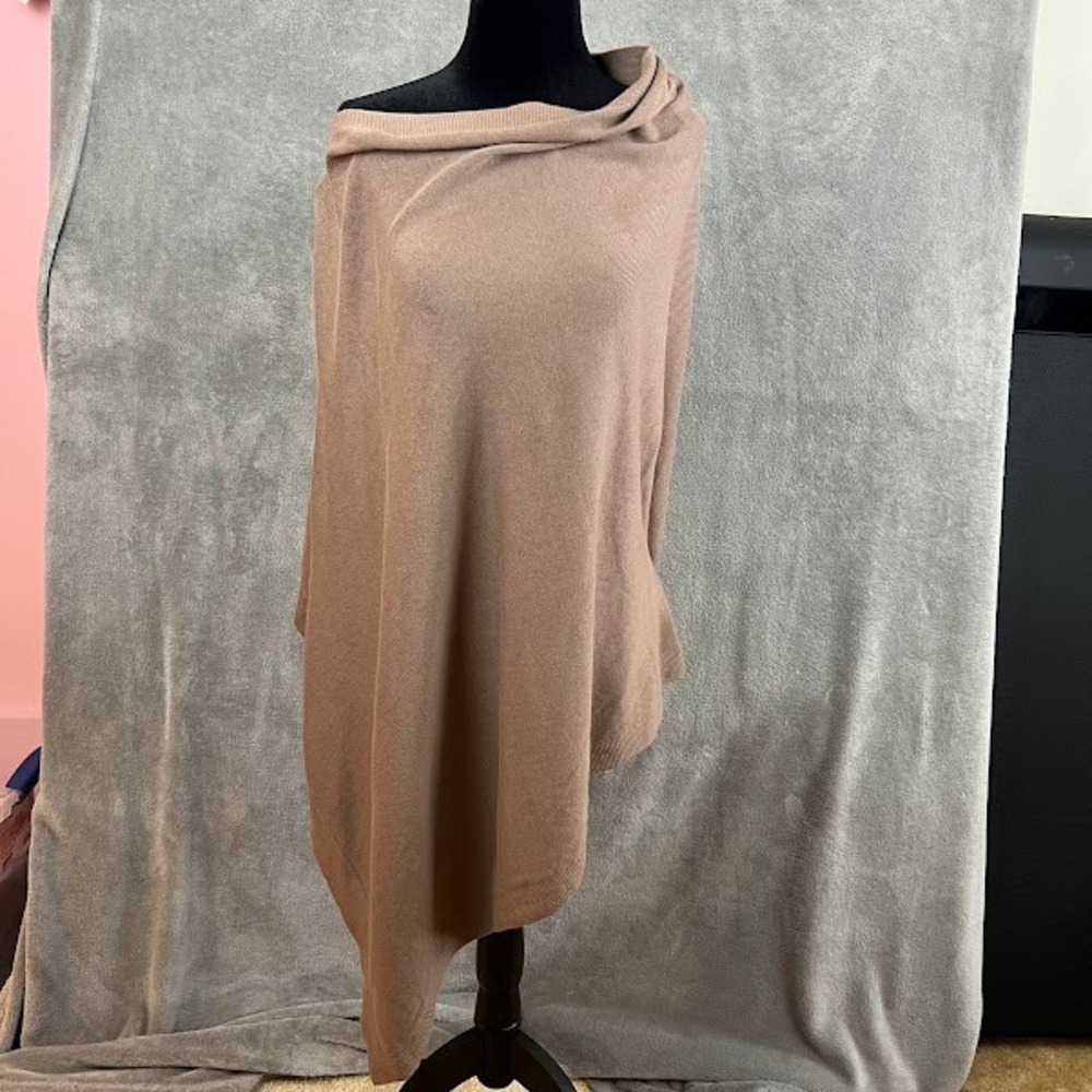 NWT Viverano 100% Organic Cotton Poncho Womens OS Brown Lagenlook Boho